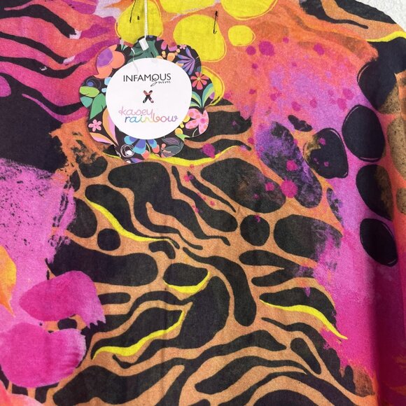 Infamous Swim Kasey Rainbow Swim Cover Up Womens O/S Guilia Kimono Beach Resort - Picture 5 of 6